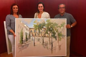 La pintora Ana Sánchez Lucas recibe el premio otorgados por  Bodegas Robles en El Premio Nacional de Pintura Rápida al Aire Libre “Ciudad de Montilla: Memorial José S. Garnelo y Alda”
