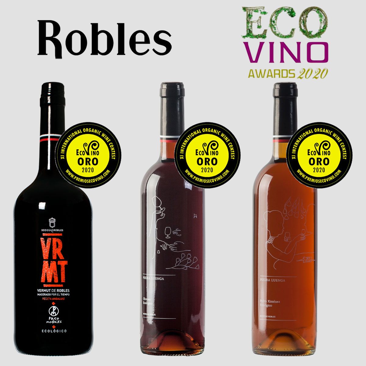 Three gold medals at Ecovino 2020 for the organic wines of Bodegas Robles